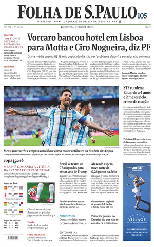 Prima pagina Folha de S.Paulo di oggi - Quotidiano estero