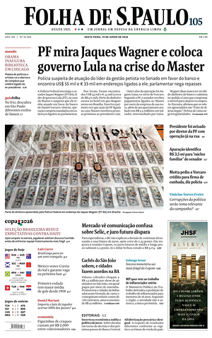 Prima pagina Folha de S.Paulo di oggi - Quotidiano estero