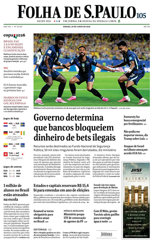 Prima pagina Folha de S.Paulo di oggi - Quotidiano estero