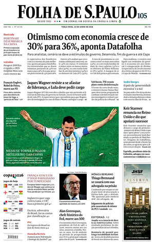 Prima pagina Folha de S.Paulo di oggi - Quotidiano estero