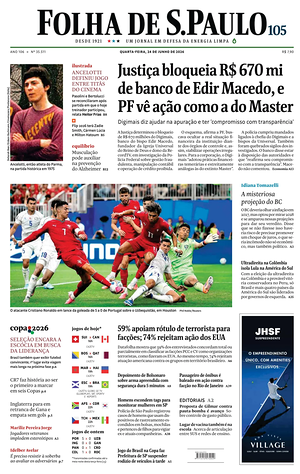 Prima pagina Folha de S.Paulo di oggi - Quotidiano estero