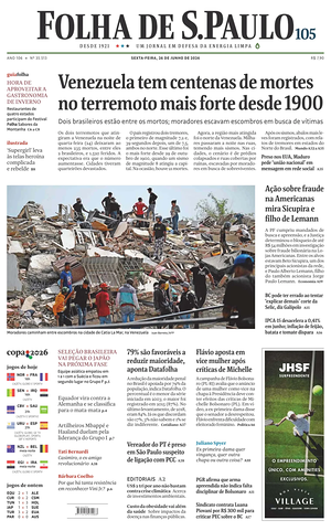 Prima pagina Folha de S.Paulo di oggi - Quotidiano estero