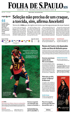 Prima pagina Folha de S.Paulo di oggi - Quotidiano estero