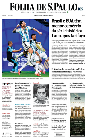 Prima pagina Folha de S.Paulo di oggi - Quotidiano estero