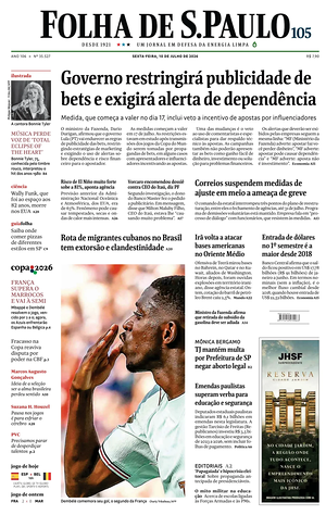 Prima pagina Folha de S.Paulo di oggi - Quotidiano estero