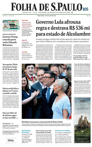 Prima pagina Folha de S.Paulo di oggi - Quotidiano estero