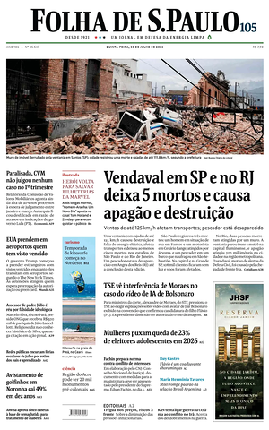Prima pagina Folha de S.Paulo di oggi - Quotidiano estero