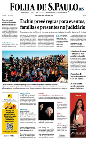 Prima pagina Folha de S.Paulo di oggi - Quotidiano estero