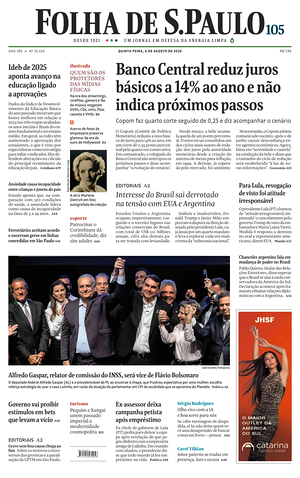 Prima pagina Folha de S.Paulo di oggi - Quotidiano estero