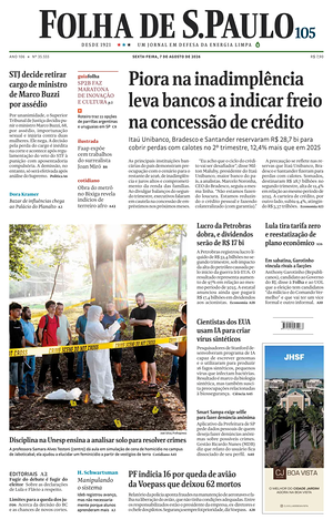 Prima pagina Folha de S.Paulo di oggi - Quotidiano estero