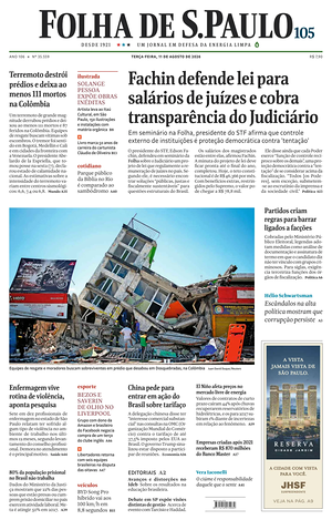 Prima pagina Folha de S.Paulo di oggi - Quotidiano estero