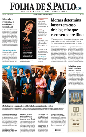 Prima pagina Folha de S.Paulo di oggi - Quotidiano estero