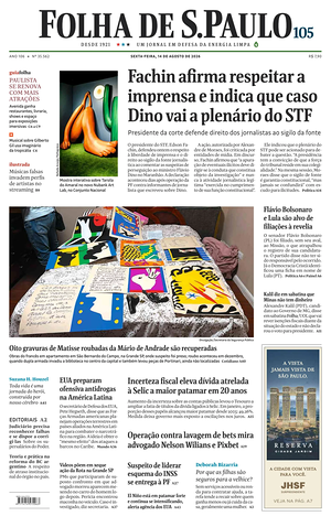 Prima pagina Folha de S.Paulo di oggi - Quotidiano estero
