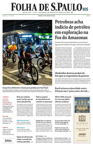 Prima pagina Folha de S.Paulo di oggi - Quotidiano estero