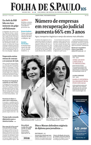 Prima pagina Folha de S.Paulo di oggi - Quotidiano estero
