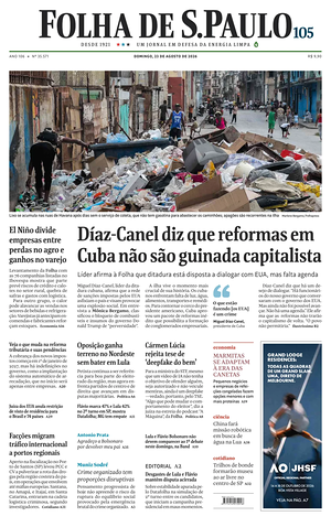 Prima pagina Folha de S.Paulo di oggi - Quotidiano estero