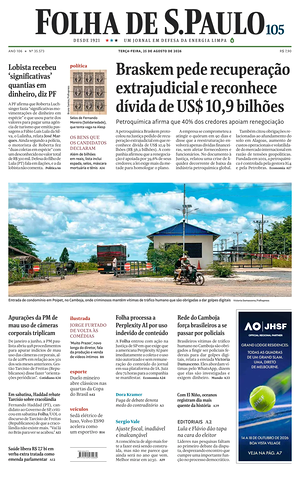 Prima pagina Folha de S.Paulo di oggi - Quotidiano estero