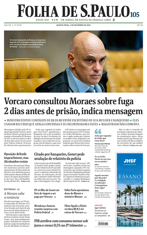 Prima pagina Folha de S.Paulo di oggi - Quotidiano estero