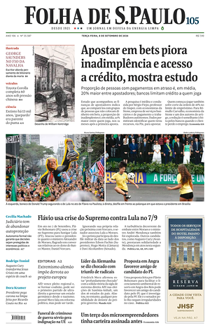 Prima pagina Folha de S.Paulo di oggi - Quotidiano estero