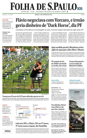 Prima pagina Folha de S.Paulo di oggi - Quotidiano estero