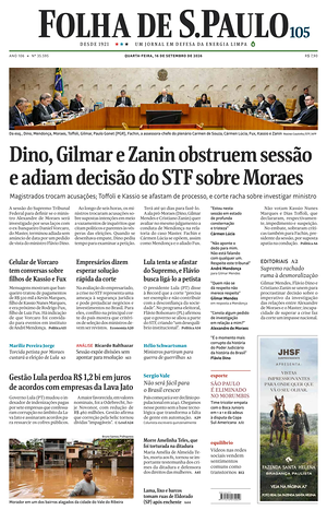 Prima pagina Folha de S.Paulo di oggi - Quotidiano estero