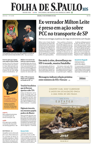 Prima pagina Folha de S.Paulo di oggi - Quotidiano estero
