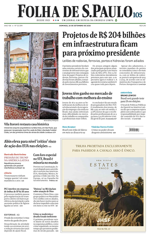 Prima pagina Folha de S.Paulo di oggi - Quotidiano estero