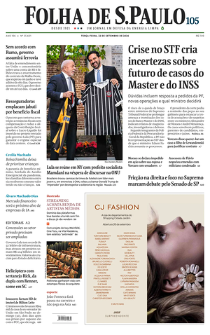 Prima pagina Folha de S.Paulo di oggi - Quotidiano estero