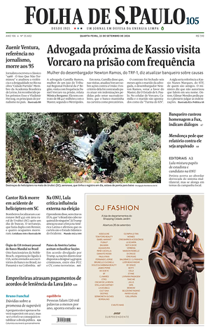 Prima pagina Folha de S.Paulo di oggi - Quotidiano estero