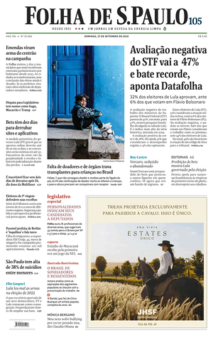 Prima pagina Folha de S.Paulo di oggi - Quotidiano estero