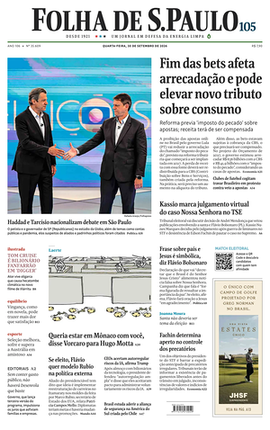 Prima pagina Folha de S.Paulo di oggi - Quotidiano estero