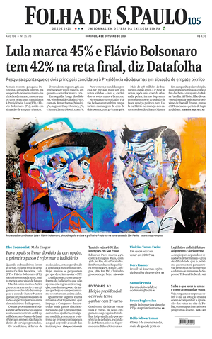 Prima pagina Folha de S.Paulo di oggi - Quotidiano estero