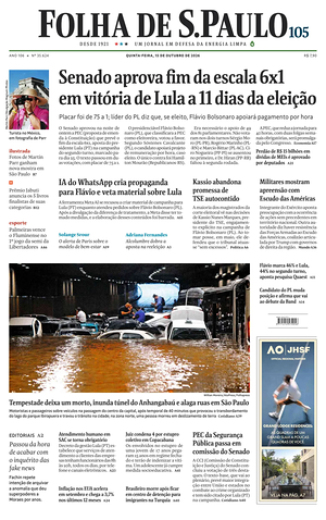 Prima pagina Folha de S.Paulo di oggi - Quotidiano estero