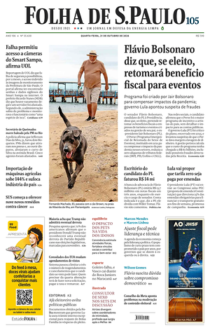 Prima pagina Folha de S.Paulo di oggi - Quotidiano estero
