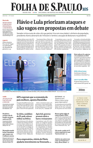 Prima pagina Folha de S.Paulo di oggi - Quotidiano estero