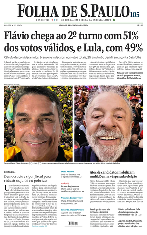 Prima pagina Folha de S.Paulo di oggi - Quotidiano estero