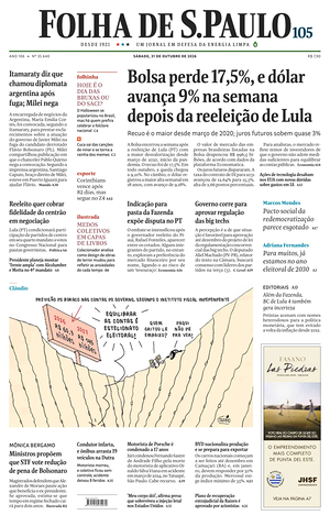 Prima pagina Folha de S.Paulo di oggi - Quotidiano estero