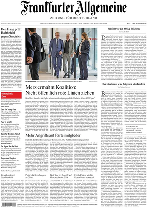 Titelseite von Frankfurter Allgemeine Zeitung heute - Überregionale Zeitungen