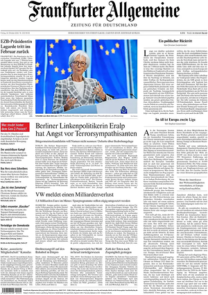 Titelseite von Frankfurter Allgemeine Zeitung heute - Überregionale Zeitungen