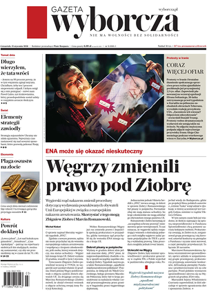 Prima pagina Gazeta Wyborcza di oggi - Quotidiano estero