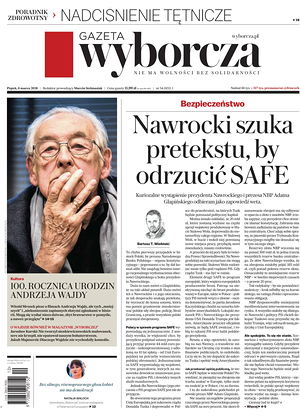 Prima pagina Gazeta Wyborcza di oggi - Quotidiano estero