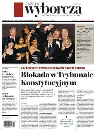 Prima pagina Gazeta Wyborcza di oggi - Quotidiano estero