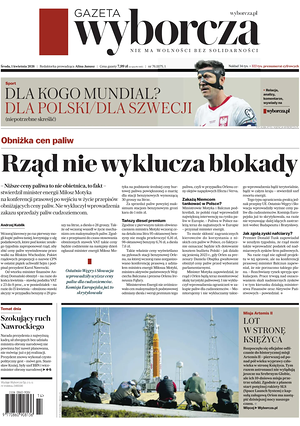 Prima pagina Gazeta Wyborcza di oggi - Quotidiano estero