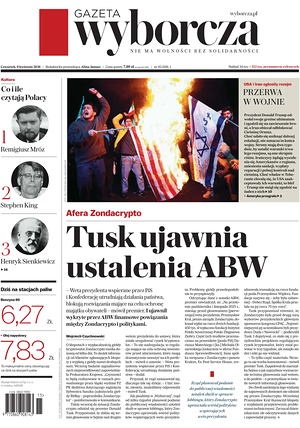 Prima pagina Gazeta Wyborcza di oggi - Quotidiano estero