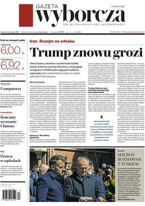 Prima pagina Gazeta Wyborcza di oggi - Quotidiano estero
