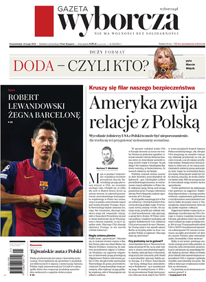 Prima pagina Gazeta Wyborcza di oggi - Quotidiano estero