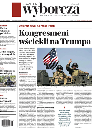 Prima pagina Gazeta Wyborcza di oggi - Quotidiano estero