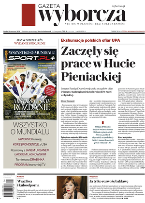 Prima pagina Gazeta Wyborcza di oggi - Quotidiano estero