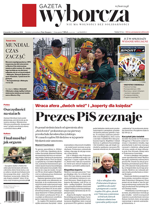 Prima pagina Gazeta Wyborcza di oggi - Quotidiano estero