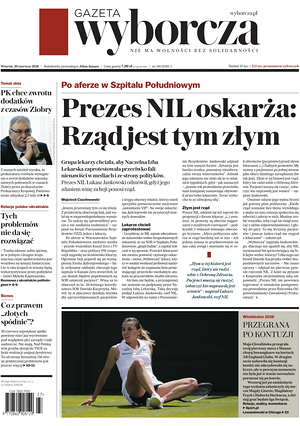Prima pagina Gazeta Wyborcza di oggi - Quotidiano estero